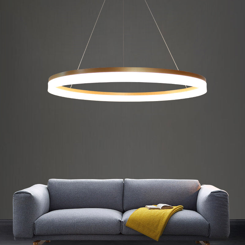 Lustre de plafond à LED en acrylique avec finition dorée - Lampe suspendue élégante pour salle à manger