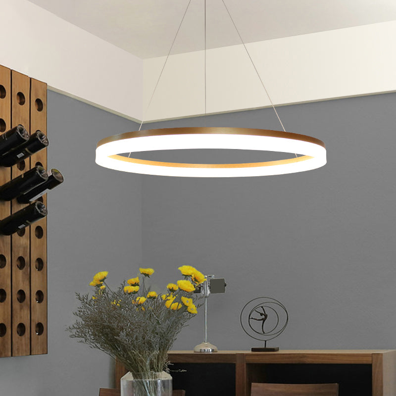 Gold Finish Led Acrylic Loop Ceiling Chandelier - Simple Style & Hanging Light For Dining Room