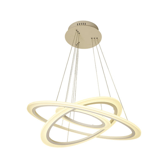 Lustre suspendu circulaire minimaliste : lampe suspendue à LED en acrylique pour salle à manger en blanc