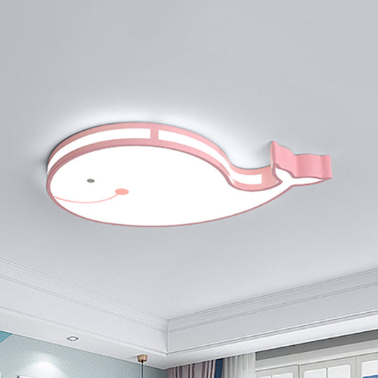 Whale Baby Cartoon LED Ceiling Light – Flush Mount Fixture for Kids’ Bedroom