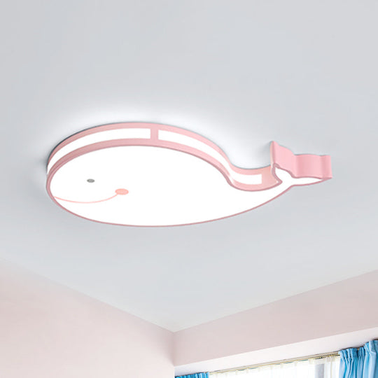 Whale Baby Cartoon LED Ceiling Light – Flush Mount Fixture for Kids’ Bedroom