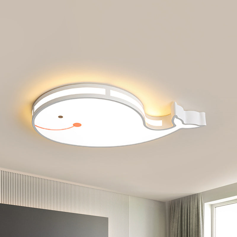 Whale Baby Cartoon LED Ceiling Light – Flush Mount Fixture for Kids’ Bedroom