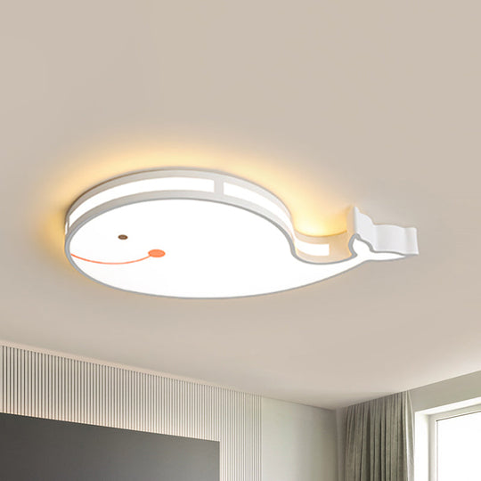 Whale Baby Cartoon LED Ceiling Light – Flush Mount Fixture for Kids’ Bedroom