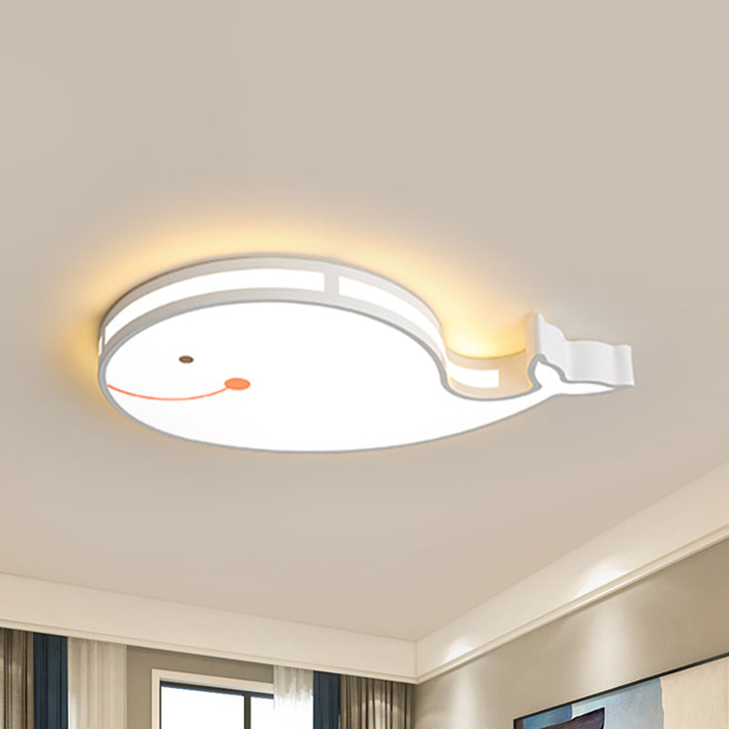 Whale Baby Cartoon LED Ceiling Light – Flush Mount Fixture for Kids’ Bedroom