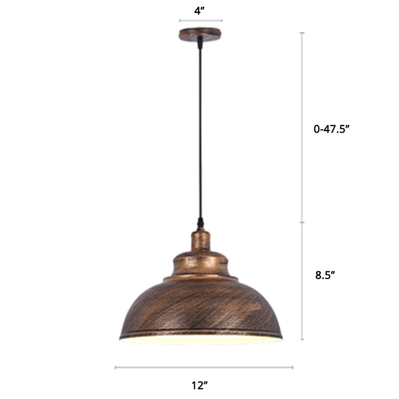Factory Style Metal Pendant Ceiling Light - Bowl Shade - Restaurant Hanging Lamp