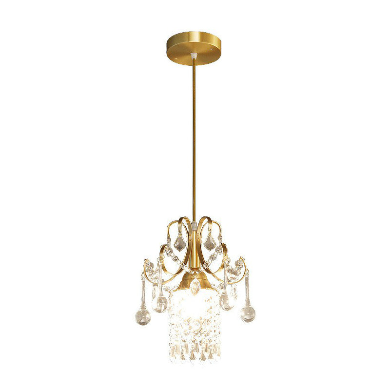 Gold Crystal Fringe Pendant Light For Dining Room - Traditional And Elegant