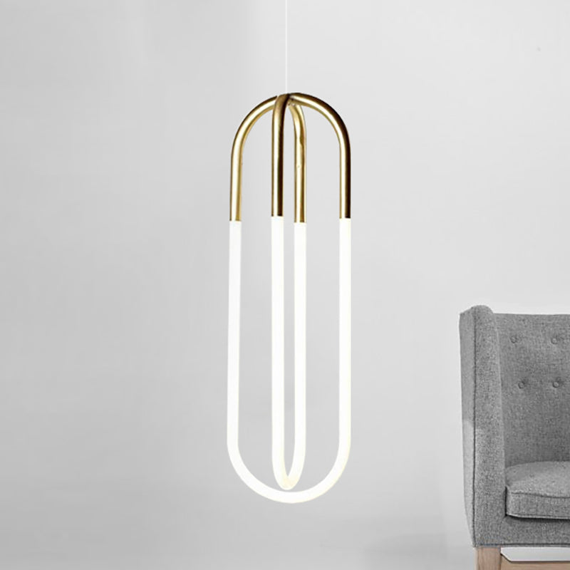 Maria - Oval Acrylic Drop Pendant Gold Hanging Ceiling Light