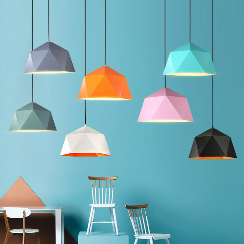 Nordic 1-Light Diamond Suspension Lamp With Metallic Finish - Perfect For Restaurants Orange / 10