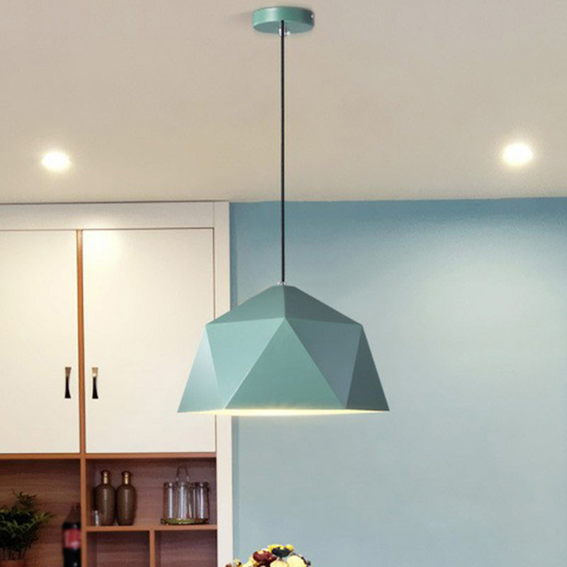 Nordic 1-Light Diamond Suspension Lamp With Metallic Finish - Perfect For Restaurants Green / 10