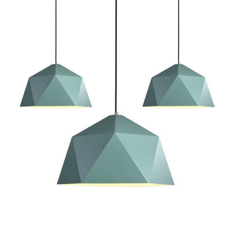 Nordic 1-Light Diamond Suspension Lamp With Metallic Finish - Perfect For Restaurants