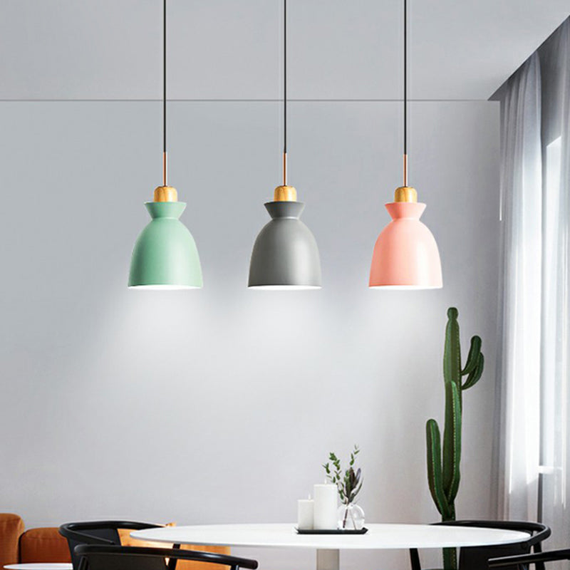 Geometric Macaron Pendant Lamp: 3-Light Black Metal Shade Ceiling Light For Restaurants