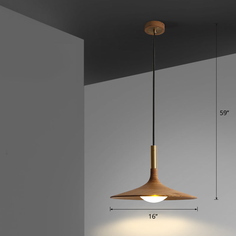 Minimalistic Wooden Trumpet Pendant Lamp with LED Suspension for Tea Room