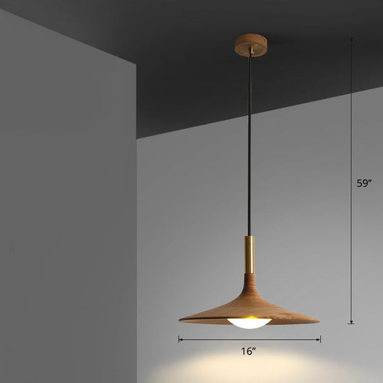 Minimalistic Wooden Trumpet Pendant Lamp with LED Suspension for Tea Room