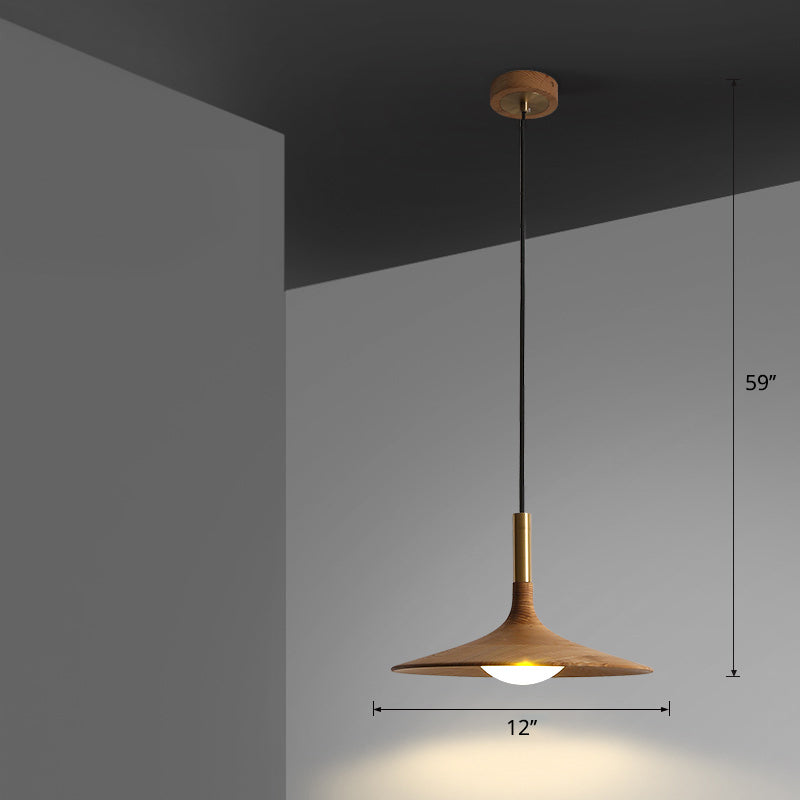 Minimalist Wooden Trumpet Pendant Led Light For Tea Room Wood / 12