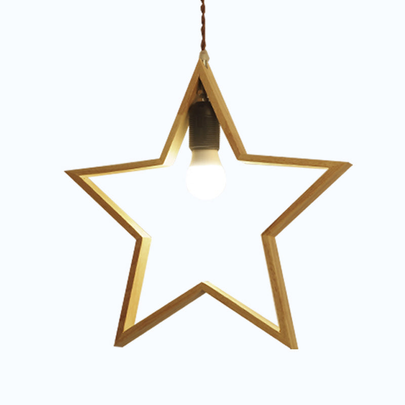 Nordic Style Wooden 3-Light Star Pendant for Restaurants - Multi Hanging Light Fixture