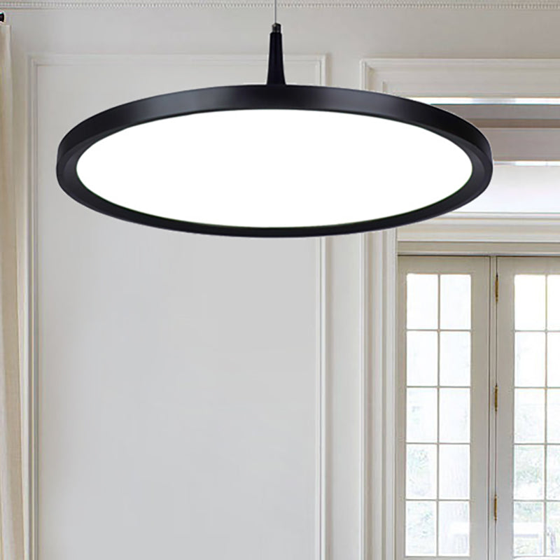 Led Office Pendant Lamp - Modern Simplicity White/Black Ceiling Light Fixture In Multiple Sizes