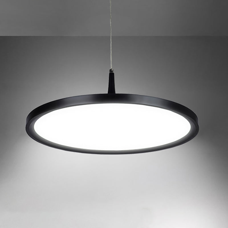 Sleek LED Office Pendant Lamp with Metal Shade - White/Black Ceiling Fixture in Multiple Sizes and Light Options
