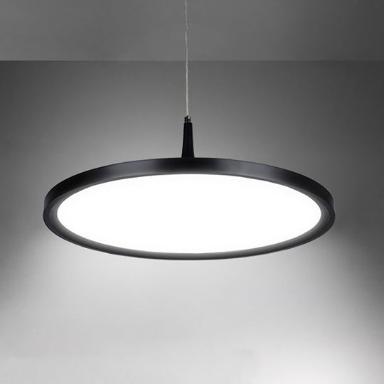 Sleek LED Office Pendant Lamp with Metal Shade - White/Black Ceiling Fixture in Multiple Sizes and Light Options
