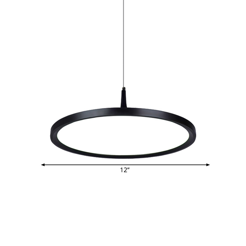 Sleek LED Office Pendant Lamp with Metal Shade - White/Black Ceiling Fixture in Multiple Sizes and Light Options