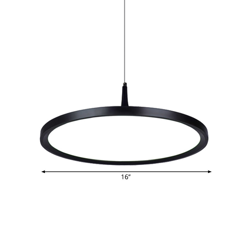 Sleek LED Office Pendant Lamp with Metal Shade - White/Black Ceiling Fixture in Multiple Sizes and Light Options