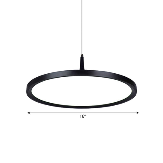 Sleek LED Office Pendant Lamp with Metal Shade - White/Black Ceiling Fixture in Multiple Sizes and Light Options