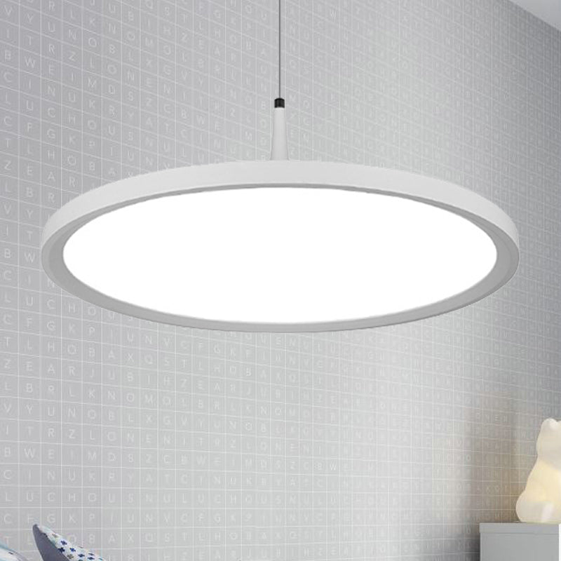 Sleek LED Office Pendant Lamp with Metal Shade - White/Black Ceiling Fixture in Multiple Sizes and Light Options