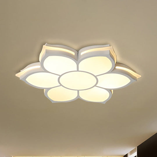 Modern Metal Flower Flush Mount Ceiling Light, LED Integrated, White, Warm/White, Various Sizes