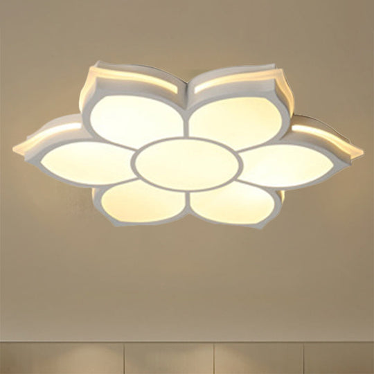 Modern Metal Flower Flush Mount Ceiling Light, LED Integrated, White, Warm/White, Various Sizes