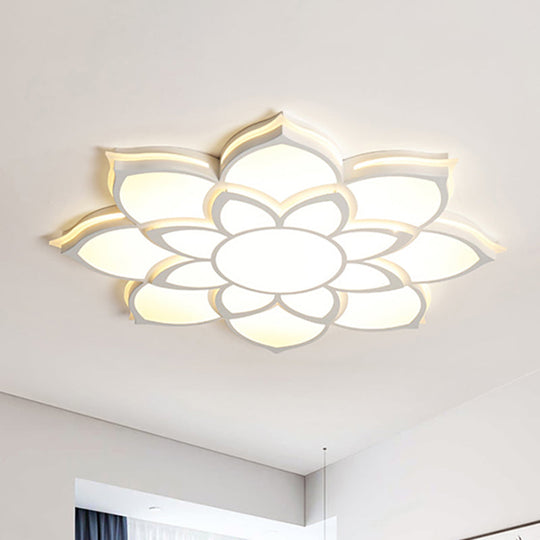 Modern Metal Flower Flush Mount Ceiling Light, LED Integrated, White, Warm/White, Various Sizes