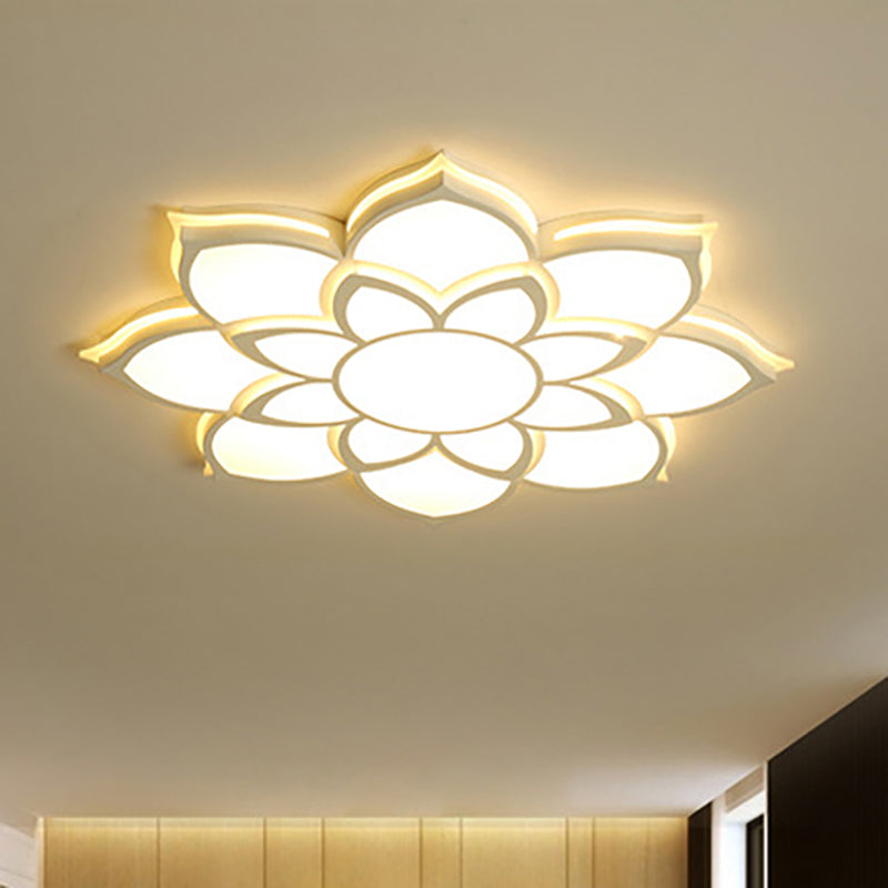 Modern Metal Flower Flush Mount Ceiling Light, LED Integrated, White, Warm/White, Various Sizes