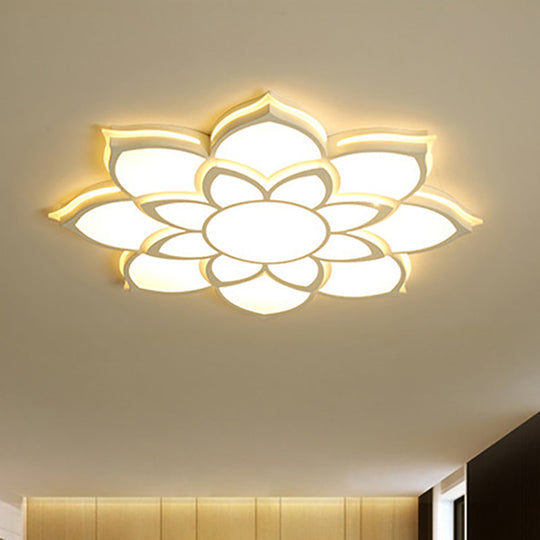 Modern Metal Flower Flush Mount Ceiling Light, LED Integrated, White, Warm/White, Various Sizes
