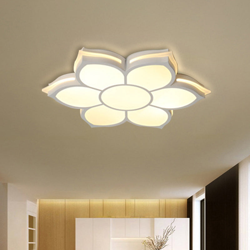 Modern Metal Flower Flush Mount Ceiling Light, LED Integrated, White, Warm/White, Various Sizes