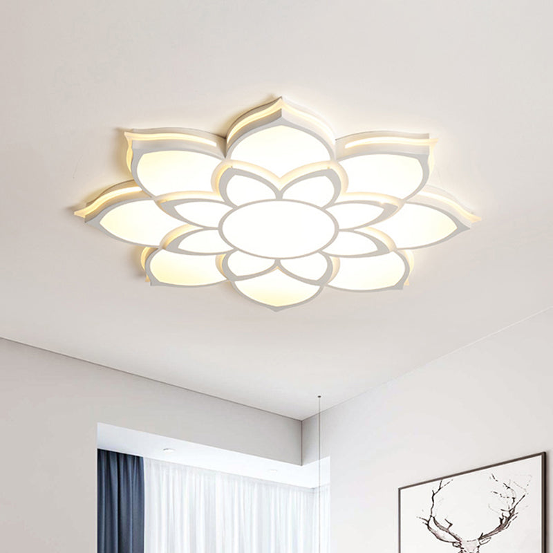 Modern Metal Flower Flush Mount Ceiling Light, LED Integrated, White, Warm/White, Various Sizes