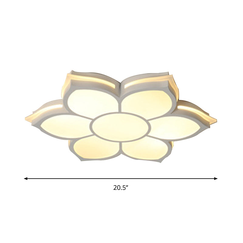 Modern Metal Flower Flush Mount Ceiling Light, LED Integrated, White, Warm/White, Various Sizes