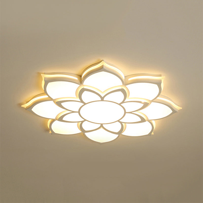 Modern Metal Flower Flush Mount Ceiling Light, LED Integrated, White, Warm/White, Various Sizes