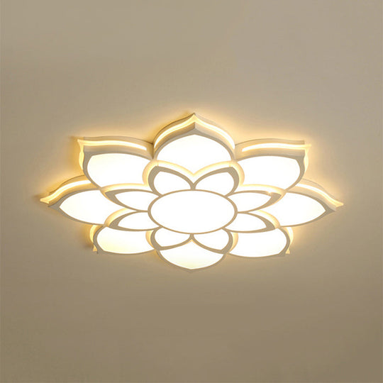 Modern Metal Flower Flush Mount Ceiling Light, LED Integrated, White, Warm/White, Various Sizes