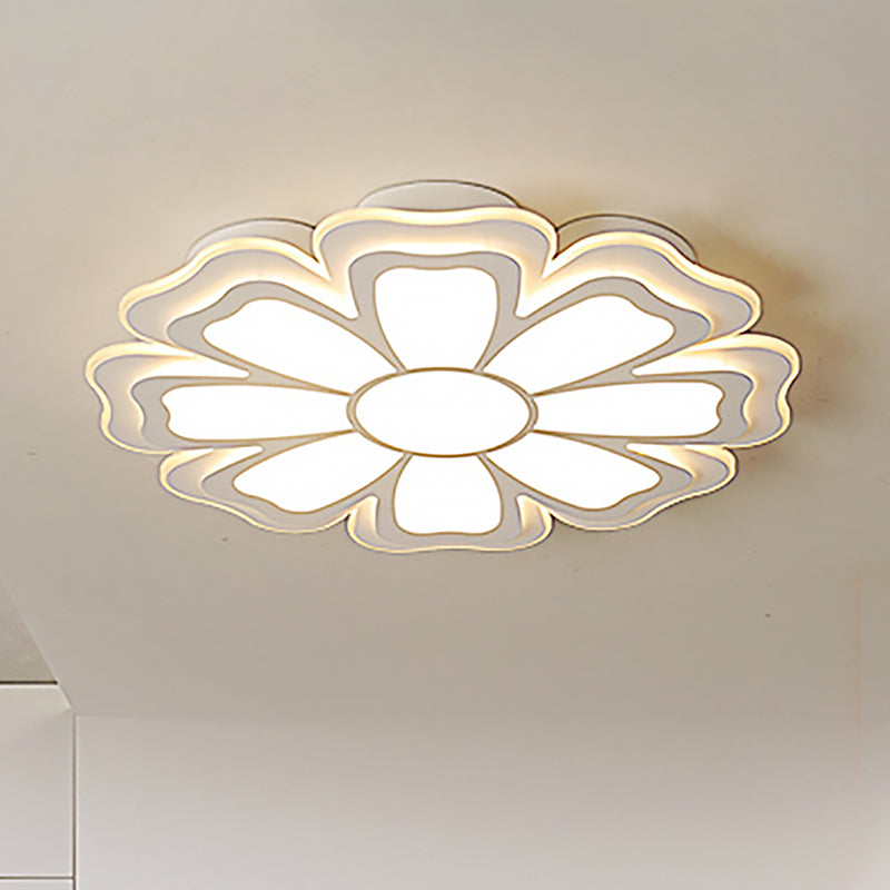 Modern Creative Flower Flush Mount Light with Acrylic Diffuser - LED Bedroom Ceiling Flush in Warm/White - Multiple Size Options
