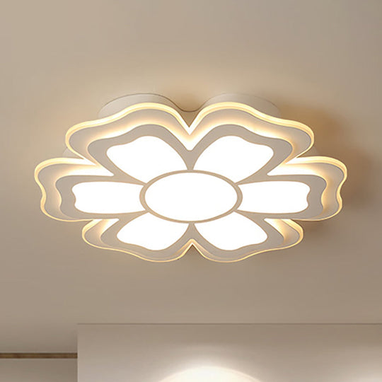Modern Creative Flower Flush Mount Light with Acrylic Diffuser - LED Bedroom Ceiling Flush in Warm/White - Multiple Size Options