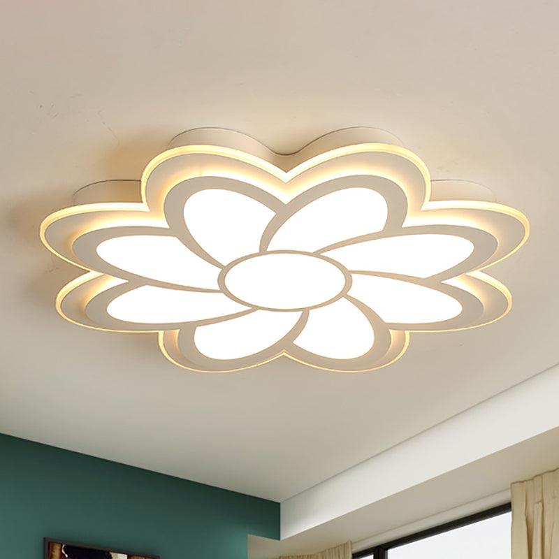 Modern Flower Metal Ceiling Light with LED, Acrylic Diffuser, Warm/White, 16.5"/20.5"/24.5" Dia