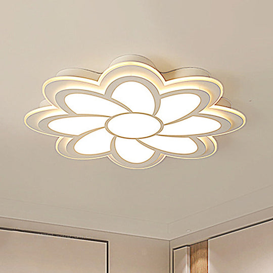 Modern Flower Metal Ceiling Light with LED, Acrylic Diffuser, Warm/White, 16.5"/20.5"/24.5" Dia