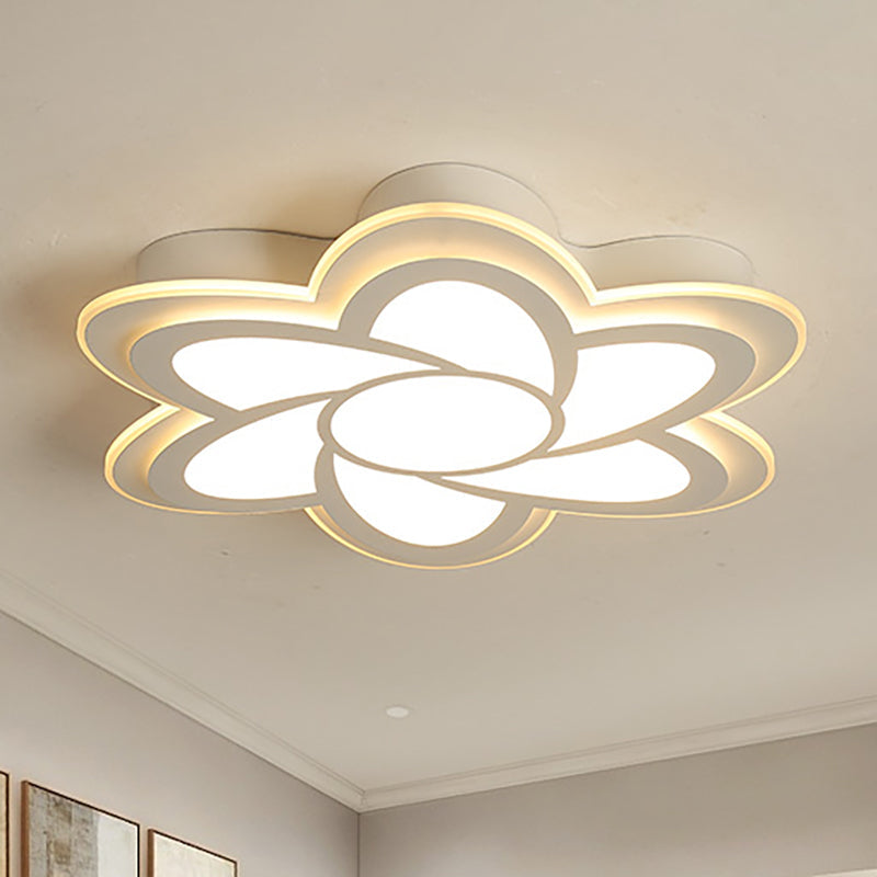 Modern Flower Metal Ceiling Light with LED, Acrylic Diffuser, Warm/White, 16.5"/20.5"/24.5" Dia