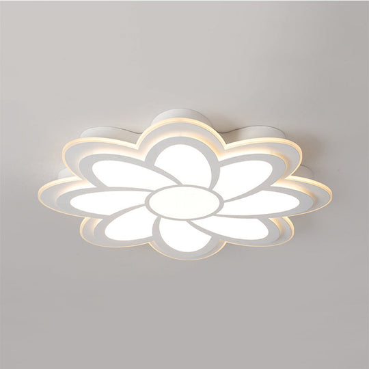 Modern Flower Metal Ceiling Light with LED, Acrylic Diffuser, Warm/White, 16.5"/20.5"/24.5" Dia