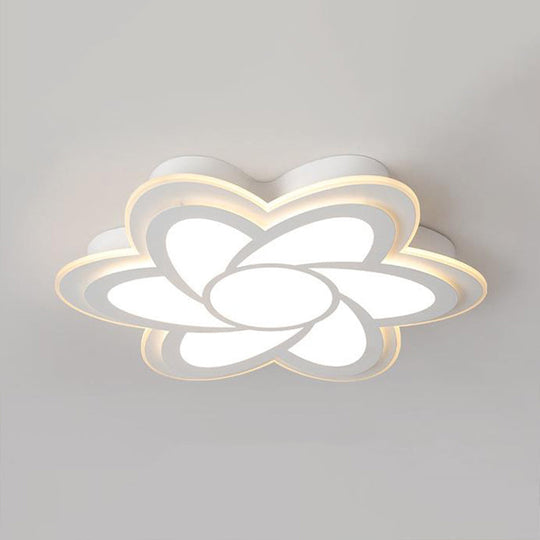 Modern Flower Metal Ceiling Light with LED, Acrylic Diffuser, Warm/White, 16.5"/20.5"/24.5" Dia