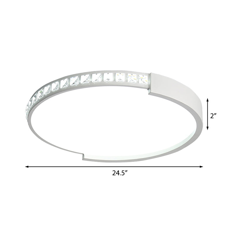 16/19.5/20.5 Wide Crystal Led Flush Mount Ceiling Light For Bedroom And Living Room