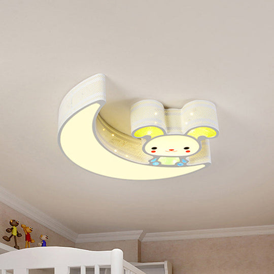 Adorable Acrylic Moon & Bunny LED Ceiling Lamp for Gamer Room