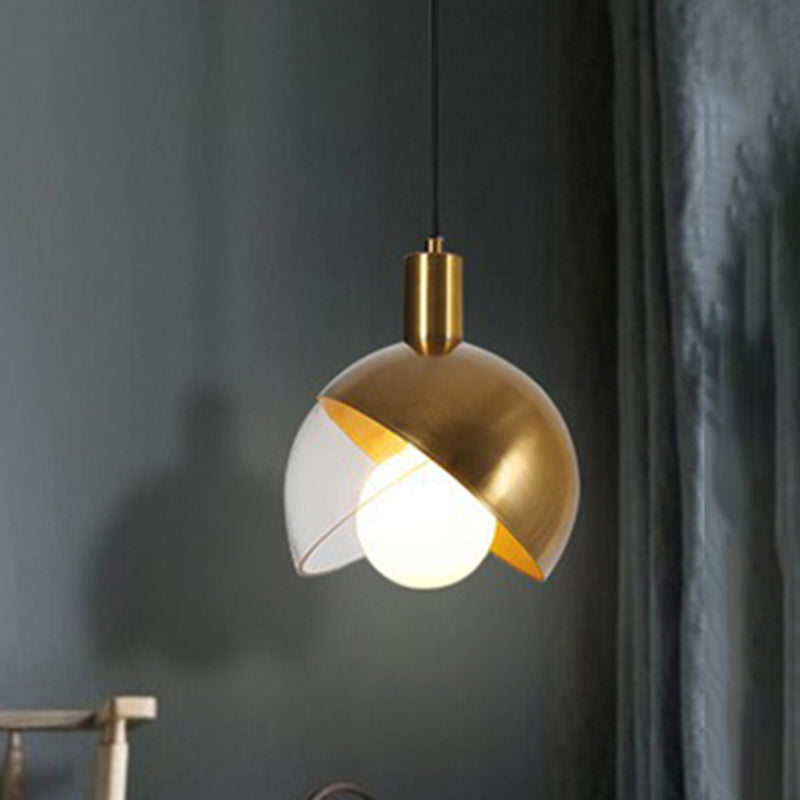 Contemporary Metal Dome Pendant Ceiling Light - Gold With Mobile Shade