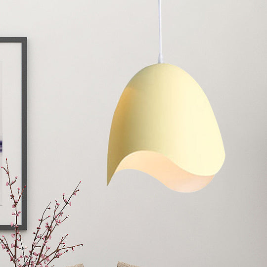 Macaron Metal Ceiling Pendant Light - 9.5"/12" Diameter, 1 Light - Pink/White/Blue Options