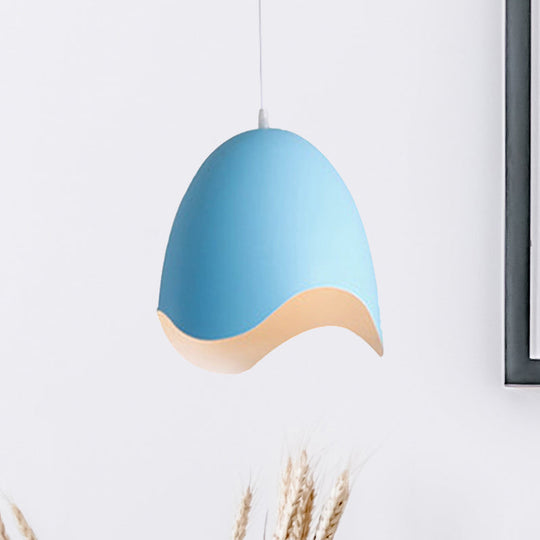 Macaron Metal Ceiling Pendant Light - 9.5"/12" Diameter, 1 Light - Pink/White/Blue Options