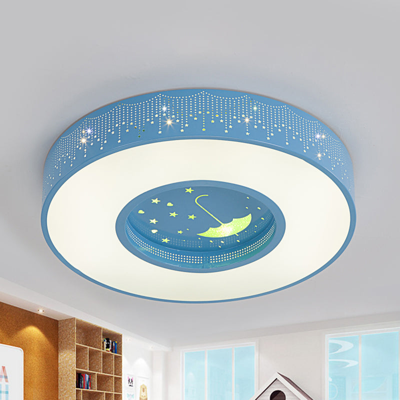 Macaron Acrylic LED Ceiling Lamp - Blue/Yellow/Green, 16"/19.5"/23.5" Round Flush Mount, Bedroom Lighting