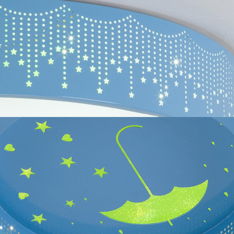 Macaron Acrylic LED Ceiling Lamp - Blue/Yellow/Green, 16"/19.5"/23.5" Round Flush Mount, Bedroom Lighting